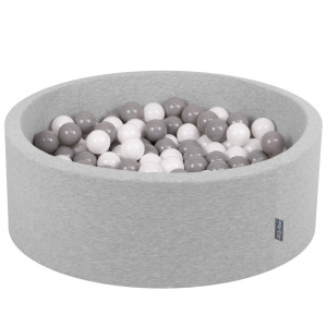 Dodatki damskie > test damska > Dodatki damskie > KiddyMoon Bällebad Bällepool mit bunten Bällen ∅ 7Cm für Babys Kinder Rund, hellgrau:weiß/grau, 90 x 30 cm 200 Bälle