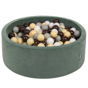 Dodatki damskie > test damska > Dodatki damskie > KiddyMoon Rund Bällebad Velvet Bällepool ∅ 7Cm Ballgruben Für Babys Spielbad Kleinkinder, Hergestellt in der EU, waldgrün: grüngrau/pastellge