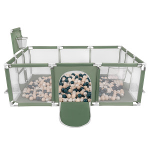 Dodatki damskie > test damska > Dodatki damskie > Laufstall Baby Großer Spielplatz mit Bällen Laufgitter für Kinder, grün:dunkeltürkis/pastellbeige/perle, 100 Bällen