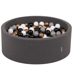 Dodatki damskie > test damska > Dodatki damskie > KiddyMoon Bällebad Bällepool mit bunten Bällen ∅ 7Cm für Babys Kinder Rund, Dunkelgrau, 90 x 30 cm 200 Bälle
