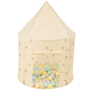 Dodatki damskie > test damska > Dodatki damskie > Spielzelt Für Kinder Pavillon Kinderzelt Indoor Outdoor Spielhaus, hellbeige: pastellbeige/pastellblau/pastellgelb/minze, 100 Bälle