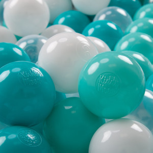 Dodatki damskie > test damska > Dodatki damskie > KiddyMoon Kinder Bälle für Bällebad Baby Spielbälle Plastikbälle ∅7cm Made in EU, helltürkis/weiß/transparent/türkis, 50 Bälle/7cm