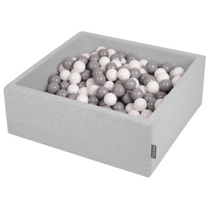 Dodatki damskie > test damska > Dodatki damskie > KiddyMoon Bällebad Bällepool mit bunten Bällen ∅ 7Cm für Babys Kinder Quadrat, hellgrau:weiß/grau, 90 x 30 cm 200 Bälle