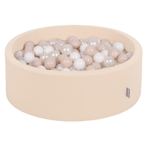 Dodatki damskie > test damska > Dodatki damskie > KiddyMoon Bällebad Bällepool mit bunten Bällen ∅ 7Cm für Babys Kinder Rund, Beige, 90 x 30 cm 300 Bälle