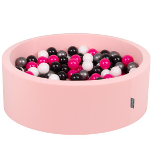 Dodatki damskie > test damska > Dodatki damskie > KiddyMoon Bällebad Bällepool mit bunten Bällen ∅ 7Cm für Babys Kinder Rund, pink:weiß/schwarz/silbern/dunkelpink, 90 x 30 cm 200 Bälle