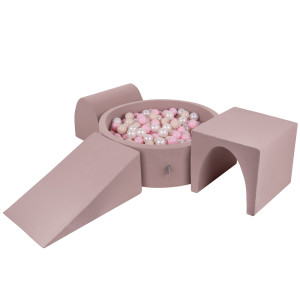 Dodatki damskie > test damska > Dodatki damskie > KiddyMoon Spielplatz aus Schaumstoff mit Bällebad und Bällen Hindernisläufen, erikafarben:pastellbeige/puderrosa/perle, Bällebad (300 Bälle) 