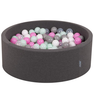 Dodatki damskie > test damska > Dodatki damskie > KiddyMoon Bällebad Bällepool mit bunten Bällen ∅ 7Cm für Babys Kinder Rund, Dunkelgrau, 90 x 30 cm 200 Bälle