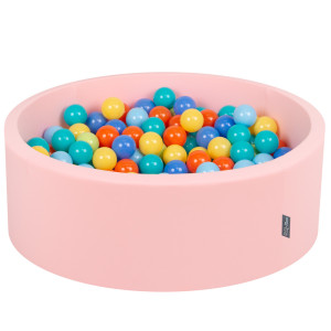 Dodatki damskie > test damska > Dodatki damskie > KiddyMoon Bällebad Bällepool mit bunten Bällen ∅ 7Cm für Babys Kinder Rund, pink:hellgrün/orange/türkis/blau/babyblau/gelb, 90 x 30 cm 300 Bä