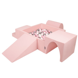Dodatki damskie > test damska > Dodatki damskie > KiddyMoon Spielplatz aus Schaumstoff mit Quadrat Bällebad Bälle Hindernisläufen, pink:weiß/grau/puderrosa, Bällebad (200 Bälle) + Version 3