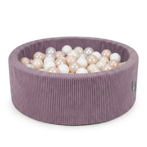 Dodatki damskie > test damska > Dodatki damskie > KiddyMoon Bällebad für Kinder aus Schaumstoff, weicher Rippbezug, abnehmbarer Bezug, waschbar, Violett: Pastellbeige/Weiß/Perle, 90 x 30 cm 2