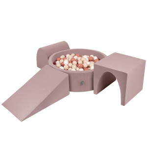 Dodatki damskie > test damska > Dodatki damskie > KiddyMoon Spielplatz aus Schaumstoff mit Bällebad und Bällen Hindernisläufen, erikafarben:pastellbeige/lachsfarben/weiß, Bällebad (300 Bälle)