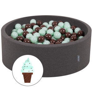 Dodatki damskie > test damska > Dodatki damskie > KiddyMoon Bällebad Bällepool mit bunten Bällen ∅ 7Cm für Babys Kinder Rund, Dunkelgrau, 90 x 30 cm 200 Bälle