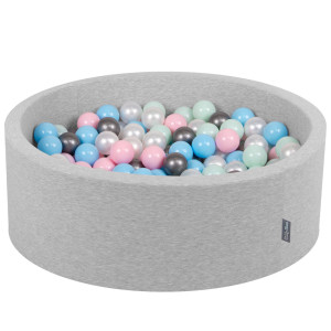Dodatki damskie > test damska > Dodatki damskie > KiddyMoon Bällebad Bällepool mit bunten Bällen ∅ 7Cm für Babys Kinder Rund, hellgrau:perle/rosa/baby blue/minze/silbern, 90 x 30 cm 200 Bälle