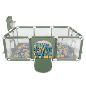 Dodatki damskie > test damska > Dodatki damskie > Laufstall Baby Großer Spielplatz mit Bällen Laufgitter für Kinder, grün:türkis/blau/gelb/transparent, 400 Bällen