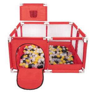 Dodatki damskie > test damska > Dodatki damskie > Laufstall mit Korb und Bällen Laufgitter für Kinder, Rot:schwarz/perle/gelb/transparent, 900 Bälle