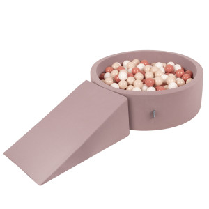 Dodatki damskie > test damska > Dodatki damskie > KiddyMoon Spielplatz aus Schaumstoff mit Bällebad und Bällen Hindernisläufen, erikafarben:pastellbeige/lachsfarben/weiß, Bällebad (200 Bälle)