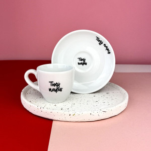 Filiżanka espresso z własnym napisem - Kika Handmade