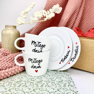 Zestaw filiżanek Miłego dnia Babciu i Dziadku- Kika Handmade
