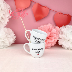 Zestaw kubków 300 ml - Wymarzona żona i ukochany mąż- Kika Handmade