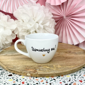 Kubek 500 ml - Uśmiechnij się !- Kika Handmade