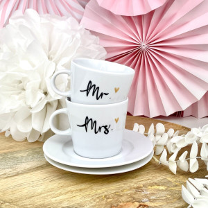 Zestaw filiżanek 200 ml - Mrs. i Mr.- Kika Handmade