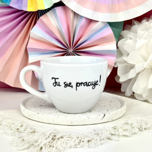 Kubek 500 ml - Tu się pracuje !- Kika Handmade