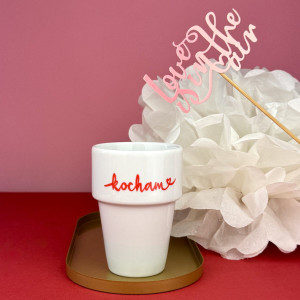 Kubek bez ucha z napisem Kocham 200 ml- Kika Handmade