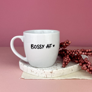 Kubek z napisem BOSSY AF 300 ml- Kika Handmade