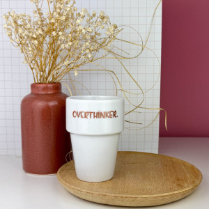 Kubek bez ucha z napisem OVERTHINKER. 200 ml- Kika Handmade