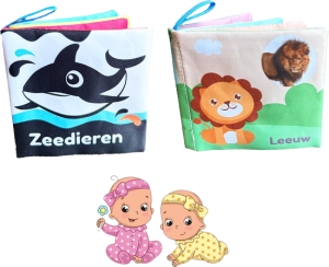 Knisperboekje baby - 2 zachte knisperboekjes: Zeedieren + Landdieren
