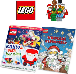 LEGO Kerstmis voordeelbundel - Extra dik Kerst-doeboek met blokjes + LEGO Kleurboek