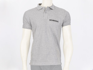 Koszulka polo szara z napisami "OCHRONA" - M