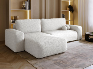 Elegancki biały narożnik boucle do salonu 282 cm TEDIS