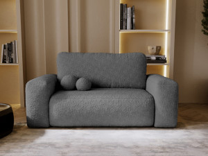 Grafitowa sofa rozkładana 190 cm tkanina baranek TEDIS