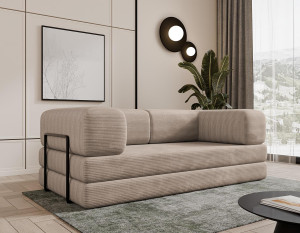 Beżowa sofa piankowa do małego salonu LAMILO SZTRUKS