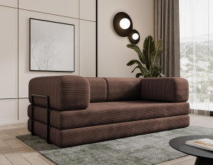 Wygodna sofa trzyosobowa piankowa LAMILO BRĄZOWA