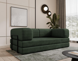 Sofa zielona tapicerowana sztruksem LAMILO PIANKOWA