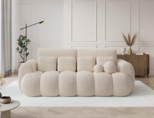 Sofa tapicerowana bubble kremowa w sztruksowej tkaninie COTTON