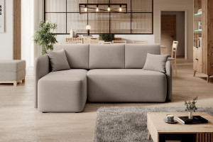 Mały beżowy narożnik 206 cm szeroki velvet HADSON