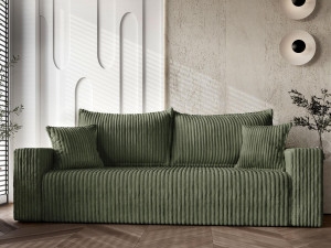 Wygodna sofa rozkładana do małego pokoju 232 cm oliwkowa TILO
