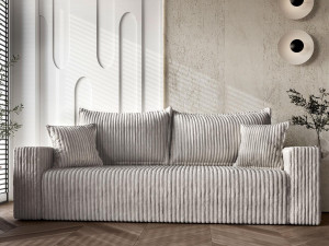 Wygodna szara sofa z miękkiej sztruksowej tkaniny TILO