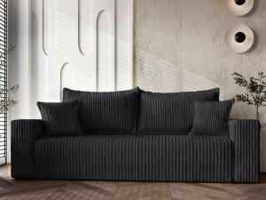 Modna czarna sofa 232 cm w przyjemnym sztruksie do salonu TILO