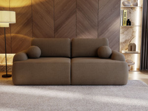 Brązowa zaokrąglona sofa do salonu OLIO 260 cm