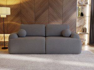 Zaokrąglona sofa z poduszkami piłki grafit boucle OLIO