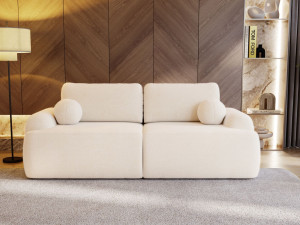 Sofa trzyosobowa kremowa boucle w minimalistycznym stylu OLIO