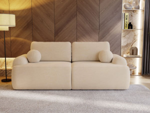 Beżowa sofa w nowoczesnym stylu z funkcją spania OLIO