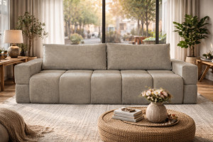 Designerska sofa do salonu jasny brąz BIANCA