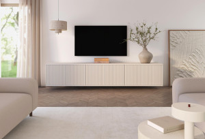 Stylowa szafka RTV w kolorze kaszmir 210cm wisząca FREZJA