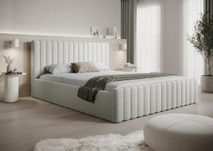 Łóżko boucle kremowe z zagłówkiem 160x200 BUBBLE II