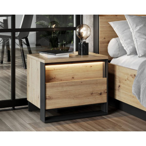 Designerski stolik nocny loft dąb artisan NINO